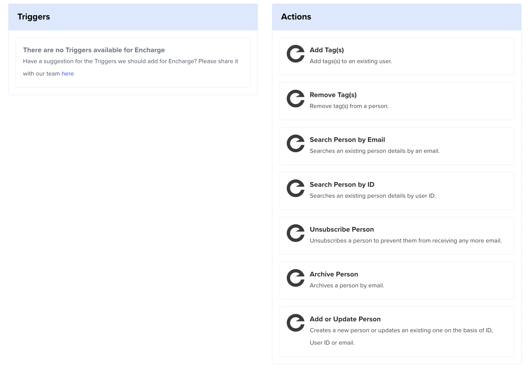 Encharge-triggers/actions
