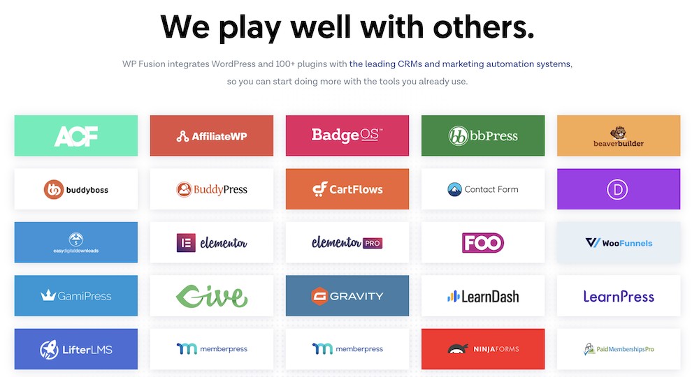 WP Fusion's comprehensive integration coverage