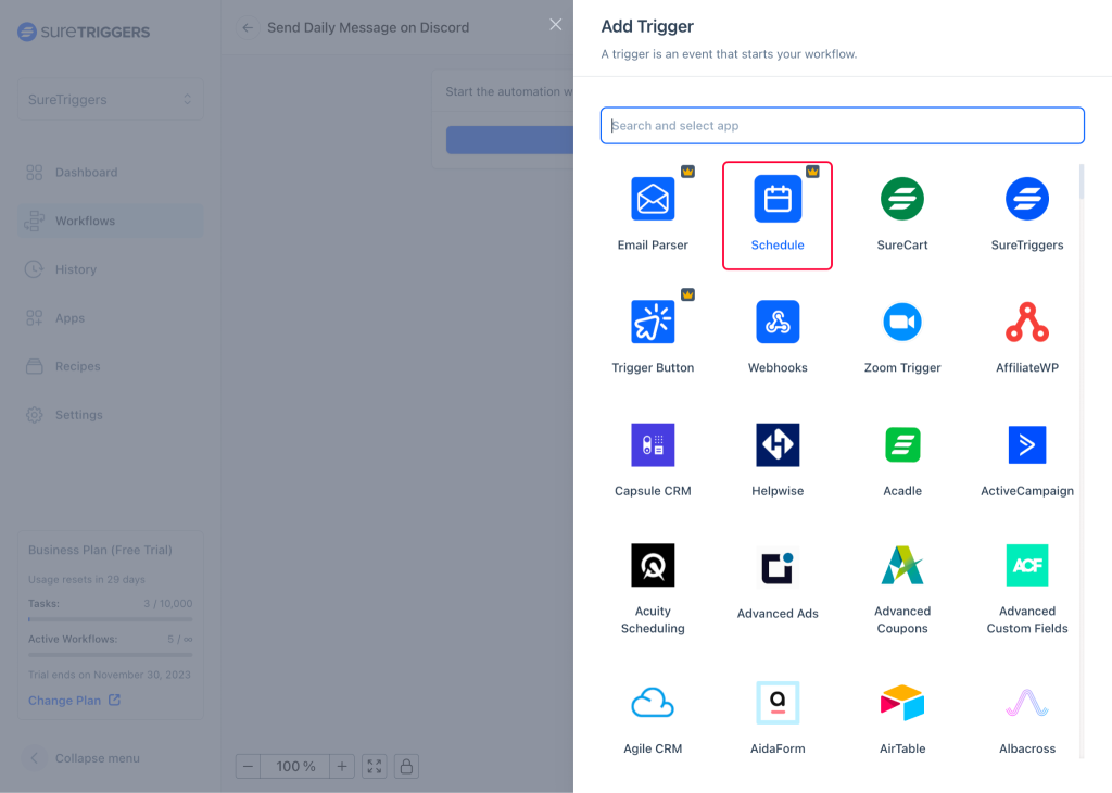 OttoKit trigger Schedule 