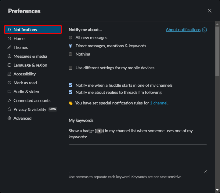 Notifications Settings