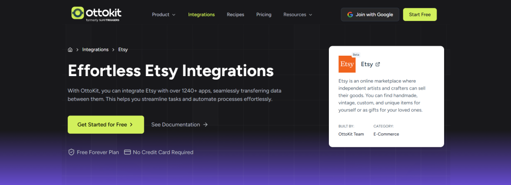 Integrate etsy with 1240+ apps on OttoKit