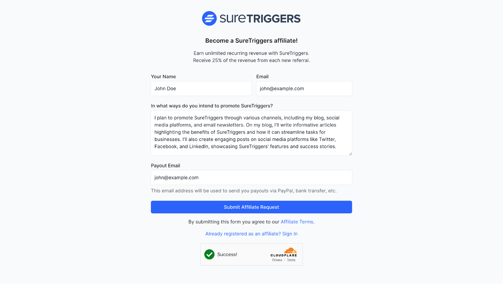 OttoKit Affiliate Form Signup